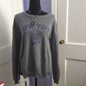 Gray Women's Crew Neck Sweater with New York Graphic